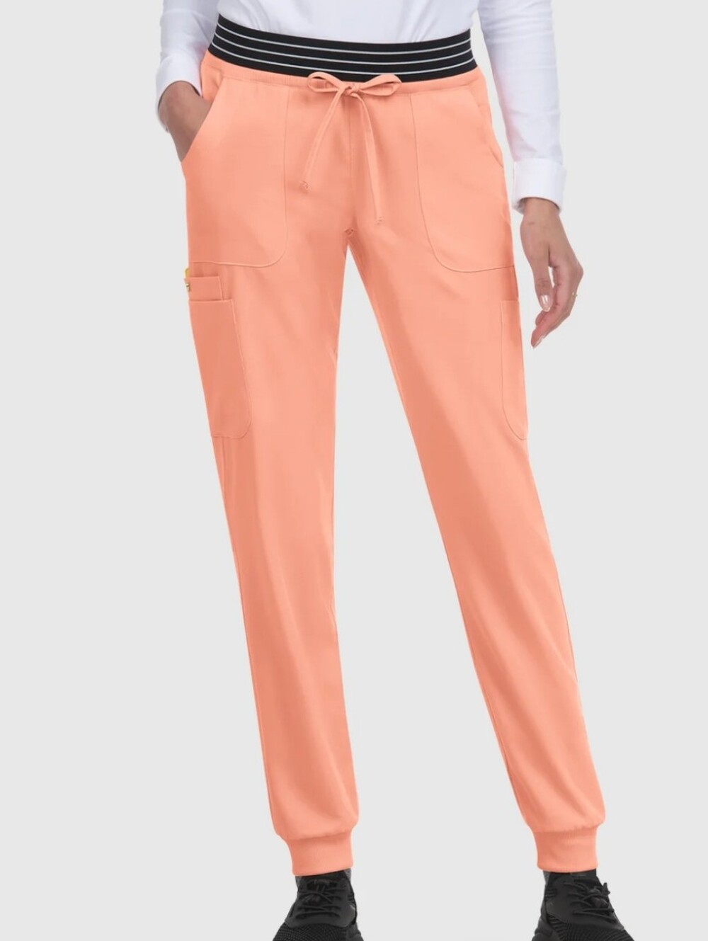 Koi + Betsey Johnson peach Hollyhock Jogger-Style Scrub Pants Size Medium Tall